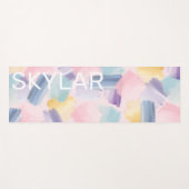 Abstracte Waterverf Wispy  Penseel Slagen Roze Yogamat (Voorkant (horizontaal))