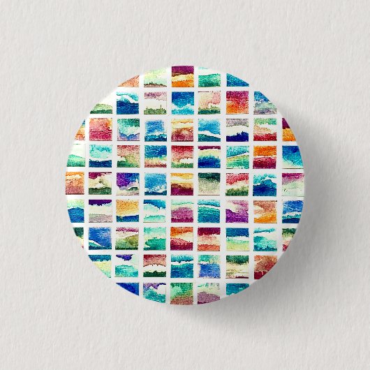 Abstracte Waterverf Wolken Vierkanten Ronde Button 3,2 Cm (Voorkant)