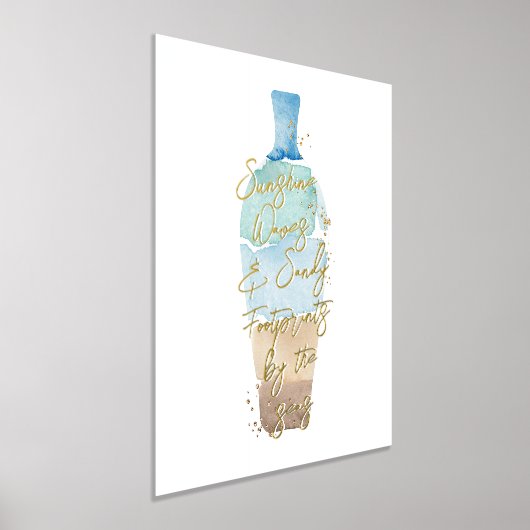 Abstracte Waterverf Zand & Zee Bericht in een fles Folie Afdrukken (Laagn)