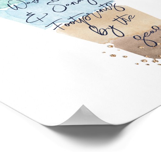 Abstracte Waterverf Zand & Zee Bericht in een fles Poster (Hoek)