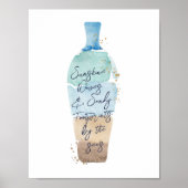 Abstracte Waterverf Zand & Zee Bericht in een fles Poster (Voorkant)