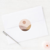 Abstracte waterverf: zon en woestijn ronde sticker (Envelop)