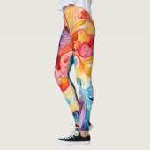 Abstracte Waterverf Zonsondergang Kleuren Leggings (Links)