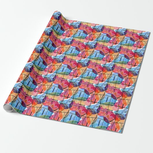 Abstracte Waterverf Zwart Wit Patroon Cadeaupapier (Uitgerold)
