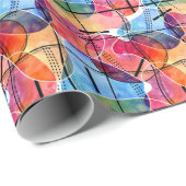 Abstracte Waterverf Zwart Wit Patroon Cadeaupapier (Rol Hoek)