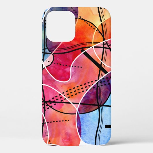 Abstracte Waterverf Zwart Wit Patroon Case-Mate iPhone Case (Achterkant)