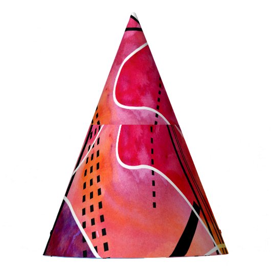 Abstracte Waterverf Zwart Wit Patroon Feesthoedjes (Voorkant)