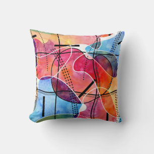 Abstracte Waterverf Zwart Wit Patroon Kussen