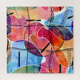 Abstracte Waterverf Zwart Wit Patroon Legpuzzel