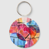 Abstracte Waterverf Zwart Wit Patroon Sleutelhanger (Achterkant)