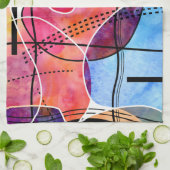 Abstracte Waterverf Zwart Wit Patroon Theedoek (Gevouwen)