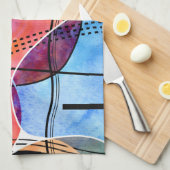 Abstracte Waterverf Zwart Wit Patroon Theedoek (Quarter Fold)