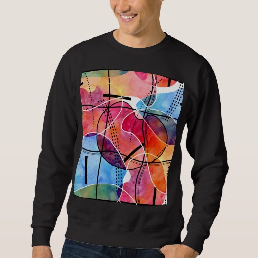 Abstracte Waterverf Zwart Wit Patroon Trui (Voorkant)