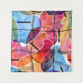 Abstracte Waterverf Zwart Wit Patroon Wandkleed (Voorkant (horizontaal))