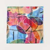 Abstracte Waterverf Zwart Wit Patroon Wandkleed (Voorkant)