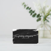 Abstracte Waterverf zwart wit script kalligrafie Visitekaartje (Staand voorkant)