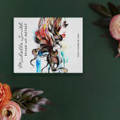 Abstracte waterverfinkt kleurrijke vrouw make-up flyer