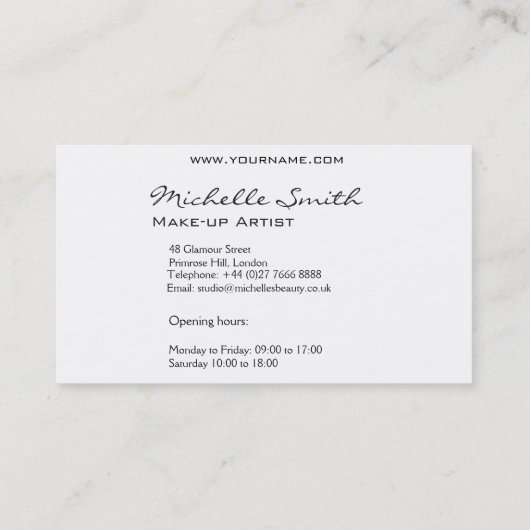 Abstracte waterverfinkt kleurrijke vrouw make-up visitekaartje (Achterkant)