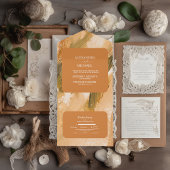 Abstracte Waterverfpenseelstreek Trouwdag All In One Uitnodiging