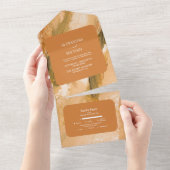 Abstracte Waterverfpenseelstreek Trouwdag All In One Uitnodiging (Afscheurbaar)