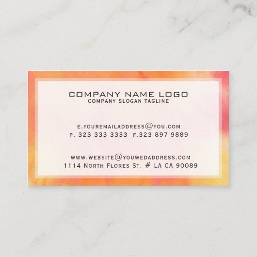 Abstracte Waterverven Achtergrond Sinaasappel & Ge Visitekaartje (Achterkant)
