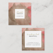 Abstracte Waterverven Roze en Gold Makeup Artist Vierkante Visitekaartje (Voorkant / Achterkant)