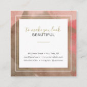 Abstracte Waterverven Roze en Gold Makeup Artist Vierkante Visitekaartje (Achterkant)