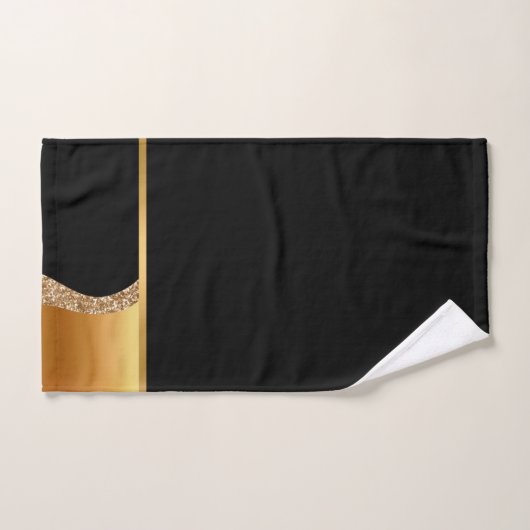 ABSTRACTE WAVE BLACK GOLD 2 BATHROOM TOWEL SET BAD HANDDOEK (Handdoek)