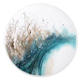 Abstracte Wave Painting Keramische knop