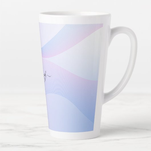 Abstracte Wavelines roze blauwe latte Mok (Rechts)