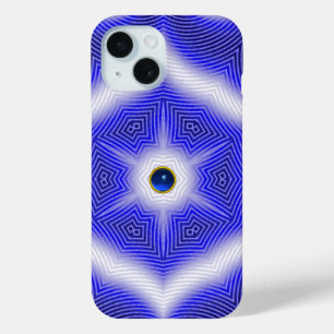 ABSTRACTE WAVEN, BLAUWE STAR EN SAPPHIRE GEMSTONE iPhone 15 CASE