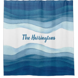 Abstracte Waves, aangepaste naam douchegordijn
