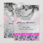 ABSTRACTE WAVES, Black White, Fuchsia Pink Wedding Kaart (Voorkant / Achterkant)