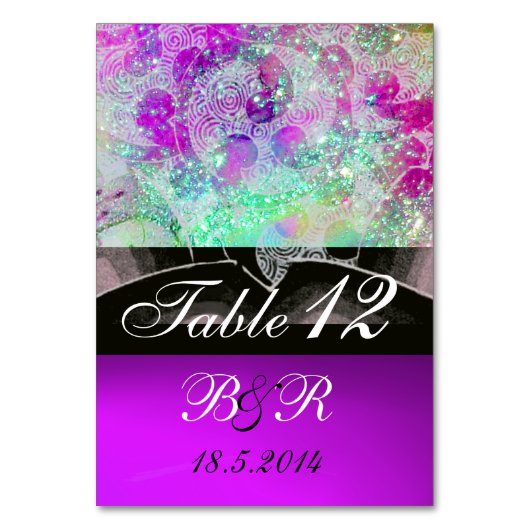 ABSTRACTE WAVES Blue, Paars roze bruiloft Monogram Kaart (Achterkant)