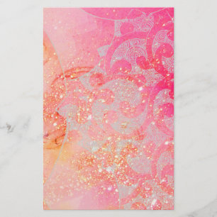 ABSTRACTE WAVES / GOLD PINK SPARKLES, VLOEISTOFFEN BRIEFPAPIER