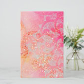 ABSTRACTE WAVES / GOLD PINK SPARKLES, VLOEISTOFFEN BRIEFPAPIER (Staand voorkant)