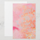 ABSTRACTE WAVES, GOUD ORANJE PINKSPARKLES, ZWIRLS BRIEFPAPIER (Voorkant / Achterkant)