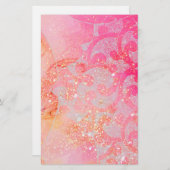 ABSTRACTE WAVES L / GOLD PINK SPARKLES EN ZWEEFSEL BRIEFPAPIER (Voorkant / Achterkant)