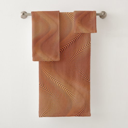 Abstracte Waves Oranje Gold Bath-handdoekset Bad Handdoek (Insitu)