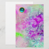 ABSTRACTE WAVES Roze Paarse Blauwgroen Aqua Blue G Briefpapier (Voorkant / Achterkant)