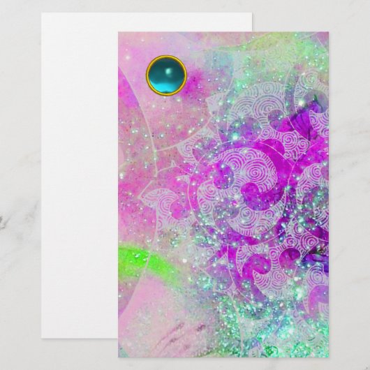 ABSTRACTE WAVES Roze Paarse Blauwgroen Aqua Blue G Briefpapier (Voorkant / Achterkant)