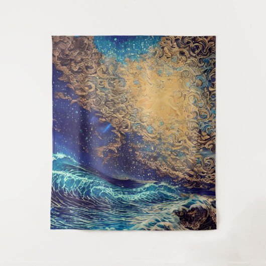 Abstracte Waves Sunset Wandkleed (Voorkant)