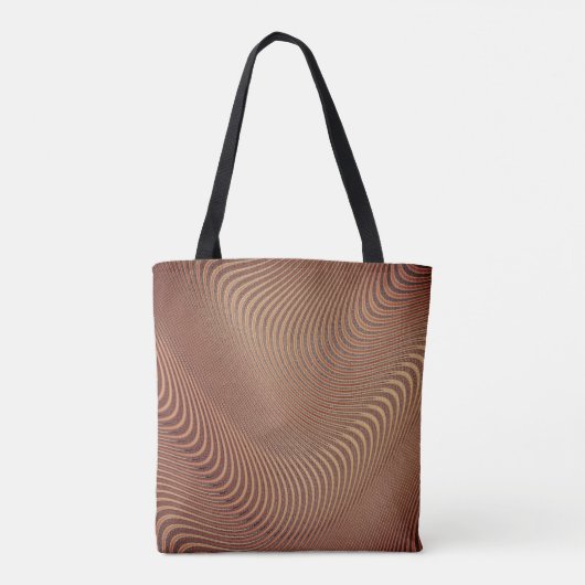 Abstracte Wavy Art Brown Canvas tas (Achterkant)