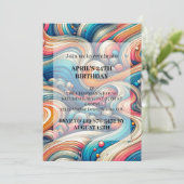 Abstracte Wavy Art Verjaardagsfeestuitnodigingen Kaart (Staand voorkant)
