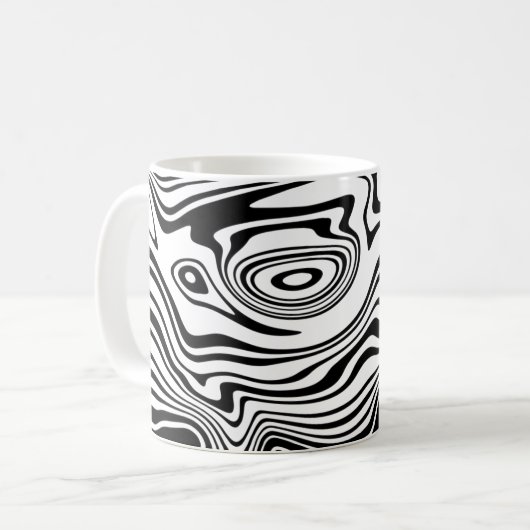 Abstracte Wavy Gestreepte Koffie Mok (Voorkant links)