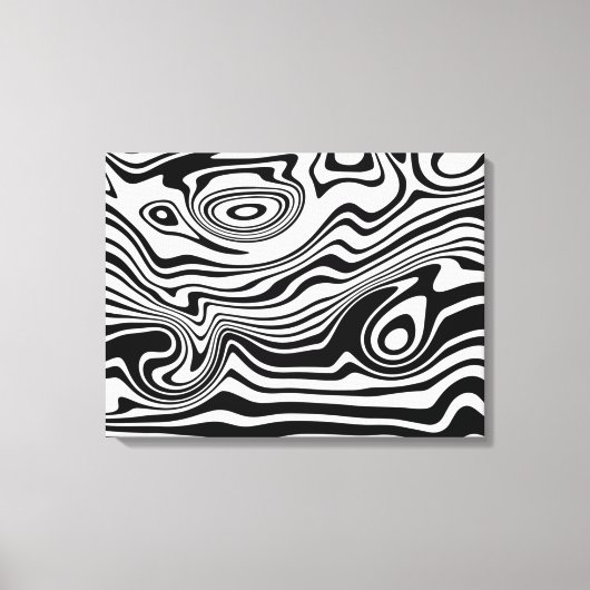 Abstracte Wavy Gestreepte Zwart Wit Canvas Print (Voorkant)