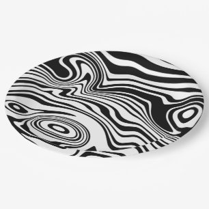 Abstracte Wavy gestreepte zwarte witte papieren Bo Bordje