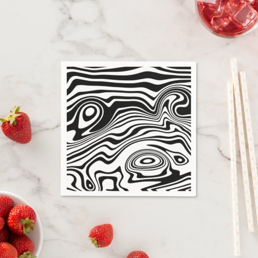 Abstracte Wavy gestreepte zwarte witte servetten (Insitu)