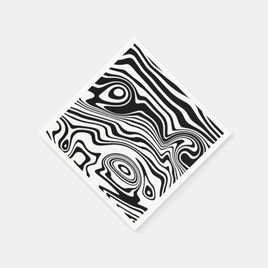Abstracte Wavy gestreepte zwarte witte servetten (Hoek)