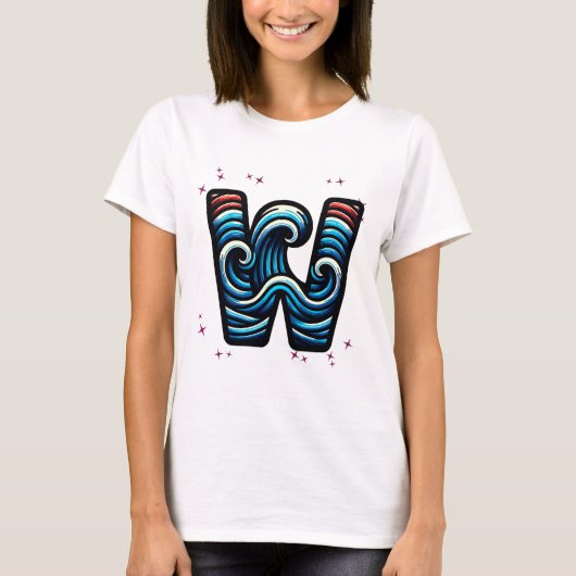 Abstracte Wavy-letter "W" T-shirt (Voorkant)